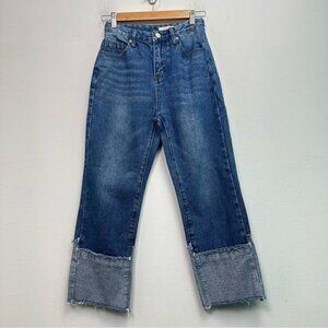 KAPOK Cropped Straight Leg Patched Hem Jeans Size 24
